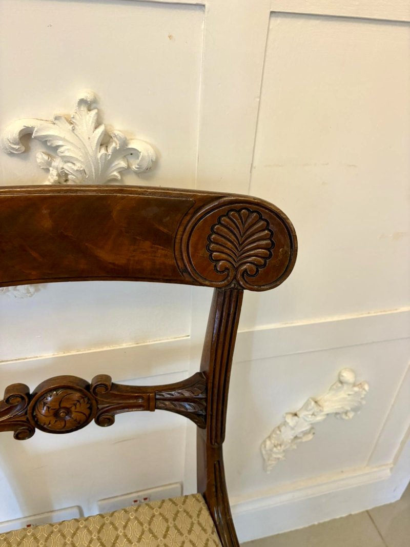 Pair of Antique Regency Carved Figured Mahogany Side Chairs - Image 10